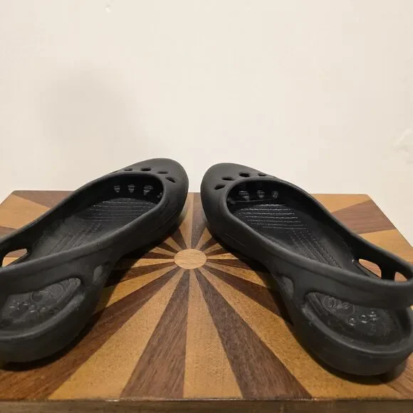 CROCS Kadee Ballet Flats Womens 7 Slip-On Shoes Sandals Mary Jane Black Rubber - Picture 10 of 14